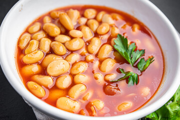 bean tomato sauce beans healthy food fresh portion healthy meal diet snack on the table copy space food background 