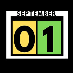Obraz premium September 1 . colored flat daily calendar icon .date ,day, month .calendar for the month of September , September month