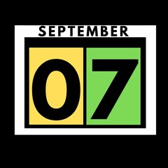 Obraz premium September 7 . colored flat daily calendar icon .date ,day, month .calendar for the month of September , September month