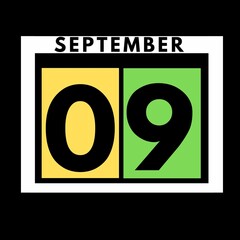 September 9 . colored flat daily calendar icon .date ,day, month .calendar for the month of September , September month