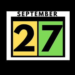 September 27 . colored flat daily calendar icon .date ,day, month .calendar for the month of September , September month
