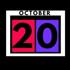 October 20 . colored flat daily calendar icon .date ,day, month .calendar for the month of October , October month