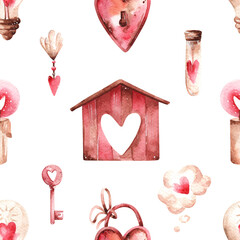 pattern of hand drawn hearts