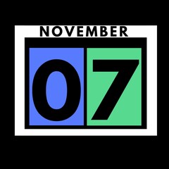 November 7 . colored flat daily calendar icon .date ,day, month .calendar for the month of November , November month