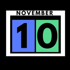 Obraz premium November 10 . colored flat daily calendar icon .date ,day, month .calendar for the month of November , November month