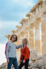 Young tourist couple in love in greece