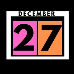 December 27 . colored flat daily calendar icon .date ,day, month .calendar for the month of December , December month