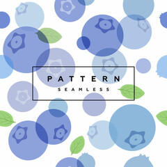 Blueberry seamless pattern. Fruits and berries background. Transparent berries, fruits and frame with text is on separate layer.
