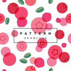 Lingonberry seamless pattern. Fruits and berries background. Transparent berries, fruits and frame with text is on separate layer.
