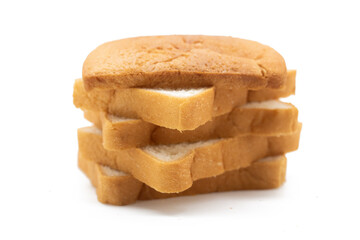 bread slices isolated on white background, breakfast food