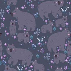 Seamless pattern with cute bears. Vector graphics. © Екатерина Зирина
