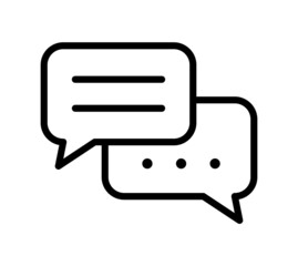 Chat speech bubble flat line icon. Outline sign for mobile concept and web design, store