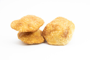 fried puri isolated on a white background