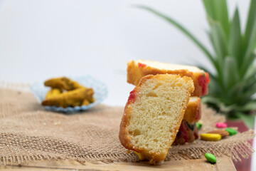Fototapeta na wymiar Homemade freshly baked pound cake slices