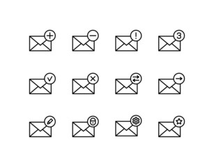 Message flat line icons set. Contains such icons Post letter, envelope, chat speech bubble, mail. Simple flat vector illustration for web site or mobile app