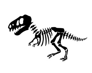 Dinosaur skeleton. Vector silhouette of a dinosaur skeleton. Print for T-shirts, textiles, wrapping papers, webb. Drawn vector illustration