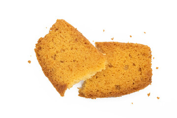 cake rusk or dry cake isolated on white background