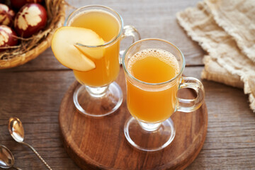 Hot pear drink, with Easter eggs in the background
