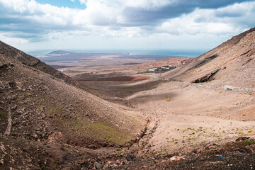 Beautiful valley in Lanzarote, Spain - View from the mountain