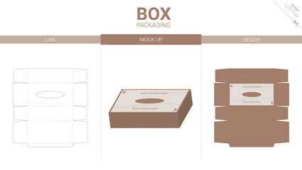 Box packaging and mockup die cut template