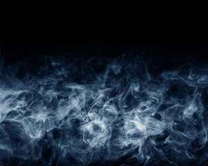 Abstract smoke texture over black. Fog in the darkness.