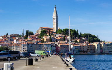 Fototapeta na wymiar Sea pier in the medieval town of Rovinj.Croatia