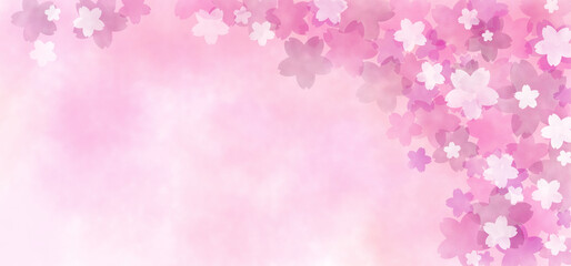 A cherry blossom hand painting with a space for typography, letters, and other paintings, or a graphic set against cherry blossoms on a spring day.