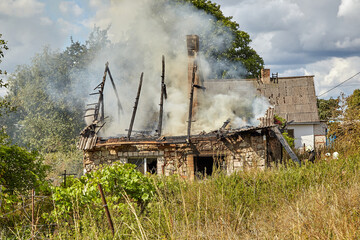 extinguishing the fire destroyed the village house