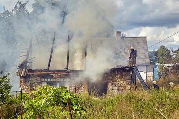 extinguishing the fire destroyed the village house
