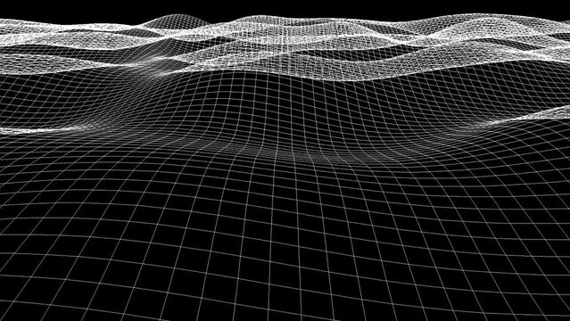 Abstract lines in the form of waves in motion on a black background