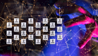 Global network. Blockchain. 3D illustration. Neural networks and artificial intelligence. Abstract