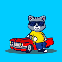 Cute cool cats mascot design