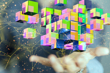 data Connecting lines and dots.Big data visualization