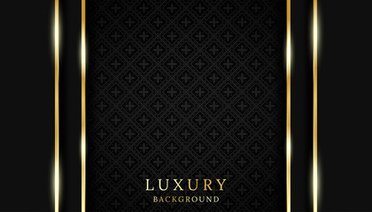 Luxury black elegant abstract pattern background with golden line decoration
