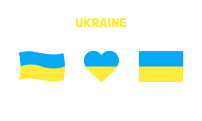 Collection of Ukraine flag on a white background.