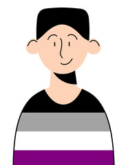 asexual pride flag flat art white character design	