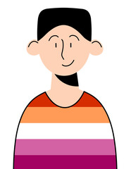 lesbian pride flag flat art white character design	