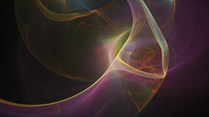 Abstract colorful pink and golden fiery shapes. Fantasy light background. Digital fractal art. 3d rendering.