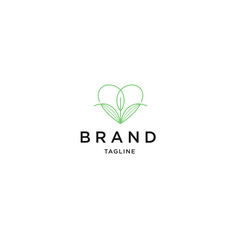 Fototapeta premium Love of leaf line logo icon design template