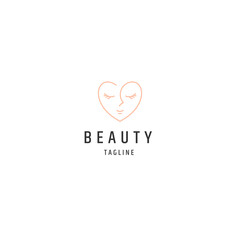 Love woman beauty line logo icon design template