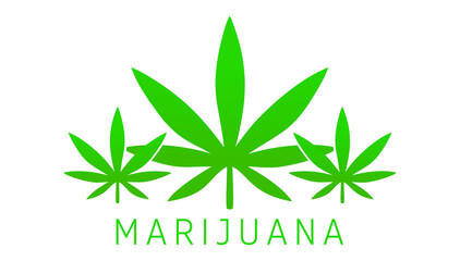 Three-strand marijuana leaf logo, green color marijuana