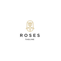 Roses flower line logo icon design template flat vector