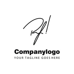 handwritten letter rf for company logo template