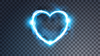 Modern magic heart symbol. Ethereal lightning substance sign