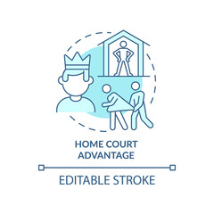 Home court advantage turquoise concept icon. Manipulation abstract idea thin line illustration. Abusive relationships. Isolated outline drawing. Editable stroke. Arial, Myriad Pro-Bold fonts used