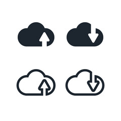 Icon set of Cloud Upload and Download.