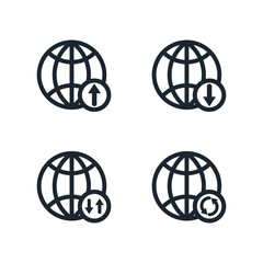 Icon set of Globe with Various of arrow symbol beside.