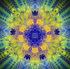 Fractal hypnotic Green and Blue Radiation