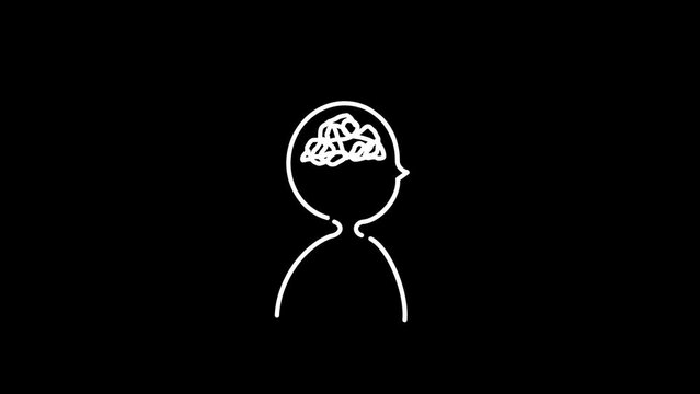 Tangle, knot wire ball in human brain with black, white, and chroma key background in 4K