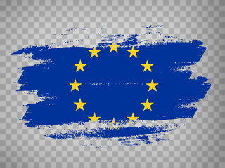 Flag European Union, brush stroke background.  Flag of European Unionon transparent background your web site design, app, UI.  EPS10. - obrazy, fototapety, plakaty